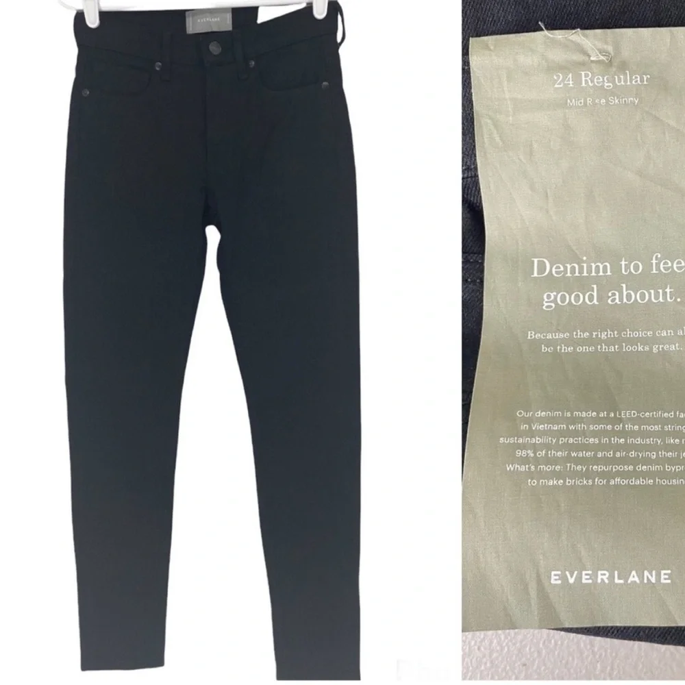 EVERLANE NWT MID-RISE SKINNY BLACK JEANS 24